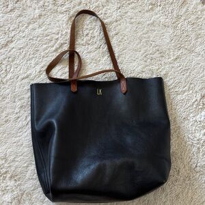 Madewell Black Leather Tote Bag